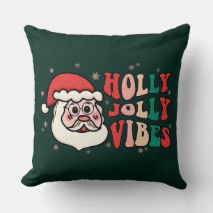 Square Throw Pillow Holly Jolly Vibes Kissen