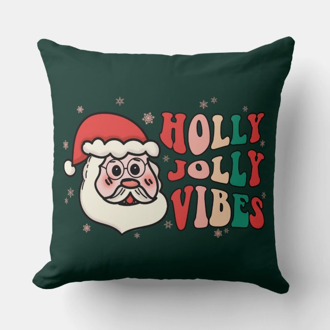 Square Throw Pillow Holly Jolly Vibes Kissen (Vorderseite)