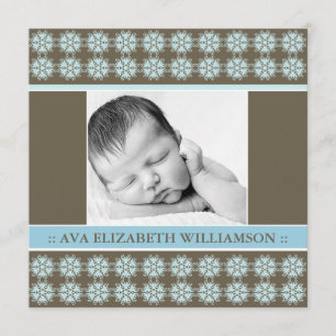 Square Viktorianisch Blue Birth Ankündigung