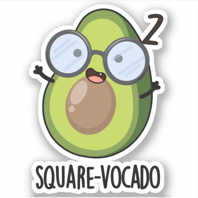 Square-vocado Funny Avocado Pun Aufkleber (Vorderseite)