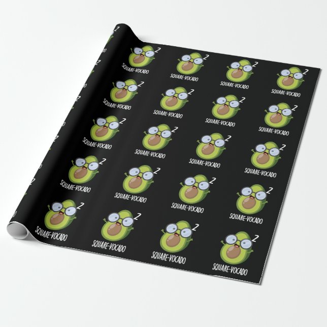 Square vocado Funny Avocado Pun Dark BG Geschenkpapier (Ungerollt)