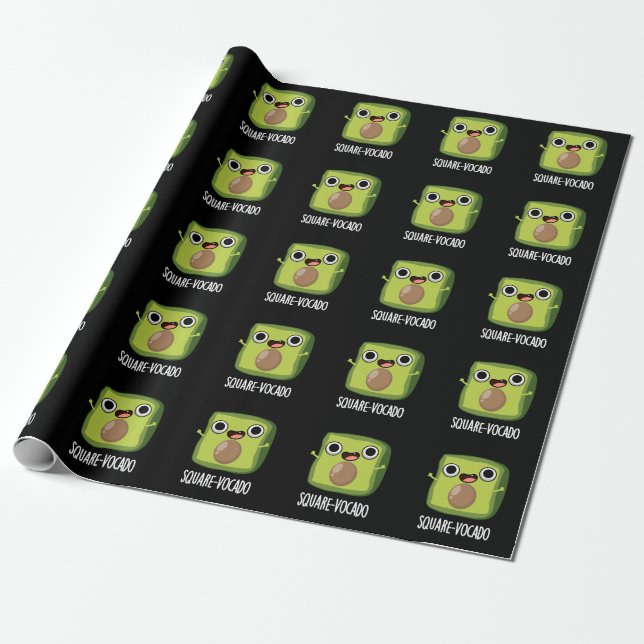 Square vocado Funny Avocado Puns Dark BG Geschenkpapier (Ungerollt)