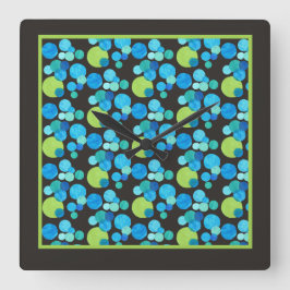 Square Wall Clock, Abstrakt Blue Moons Pattern Quadratische Wanduhr