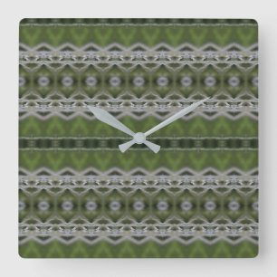 Square Wall Clock in einem MIx aus Gray und Grüntö Quadratische Wanduhr