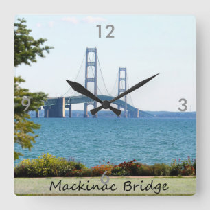 Square Wall Clock/Mackinac Bridge Quadratische Wanduhr