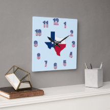 Square Wall Clock mit Texas Pride