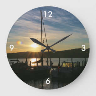 Square Wall Clock/Sailboote bei Sunset Große Wanduhr