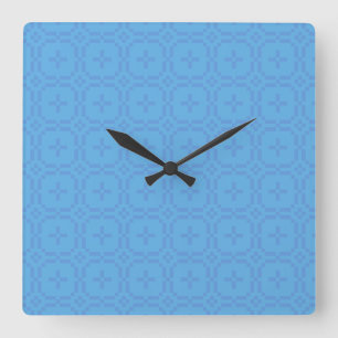 Square Wall Clock: Welsh TapestPattern: Blau Quadratische Wanduhr