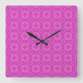 Square Wall Clock: Welsh TapestPattern: Rosa Quadratische Wanduhr