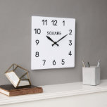 Square wall clock with modern dial design quadratische wanduhr<br><div class="desc">Square wall clock with modern dial design. Personalize with custom name or text. Black and white minimalistic design. Upload your own photo optionally. Great time keeper for home,  office,  hall,  club and more.</div>