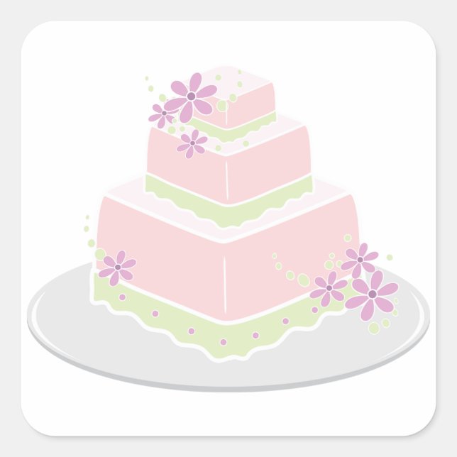 Square Wedding Cake Stickers (Vorderseite)