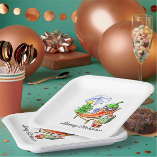Square White Merit Christmas Beach Pepper Party Pappteller