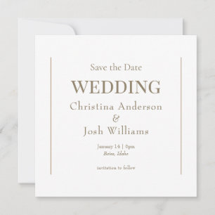 Square White Wedding Save the Date Einladung