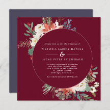 Square Winter Berry Floral Wedding Einladung