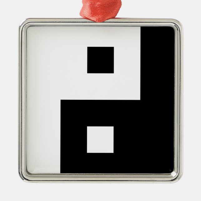 Square Yin Yang Ornament Aus Metall (Vorne)