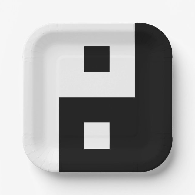 Square Yin Yang Pappteller (Vorderseite)