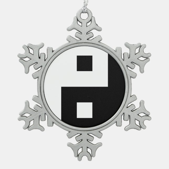 Square Yin Yang Schneeflocken Zinn-Ornament (Vorderseite)