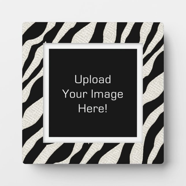Square Zebra Print Foto Upload Display Plaque Fotoplatte (Vorderseite)