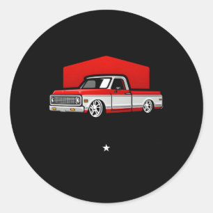 Squarebody Lieferwagen Truck Lowered Automobile Runder Aufkleber