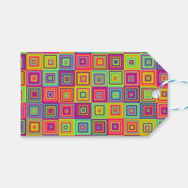 Squares Pattern Geschenkanhänger (Vorderseite (Horizontal))