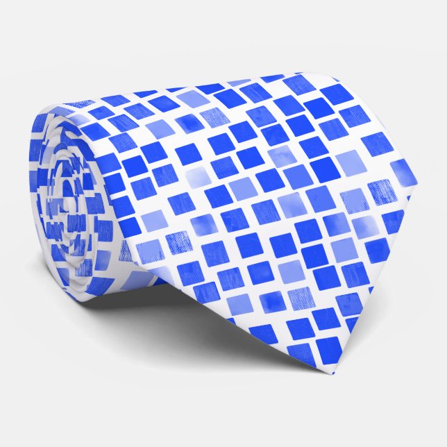 Squares v2- Gelb auf Weiß Krawatte (Gerollt)