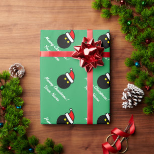 Squash Ball mit Weihnachtsmannmütze lustig Weihnac Geschenkpapier