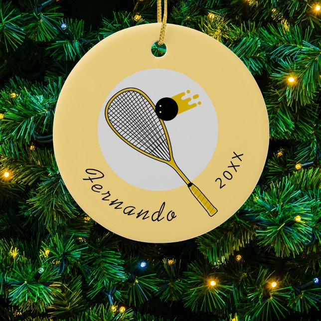 Squash Player Coach Racket & Ball Name Jahr Sport Keramik Ornament (Von Creator hochgeladen)