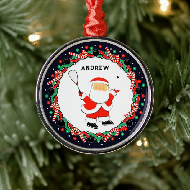 Squash Player Holiday Geschenk Ornament Aus Metall (Baum)