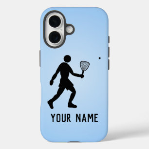 Squash Player / Racquetball Motif und Ihr Name bla iPhone 16 Hülle