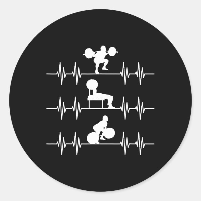 Squat Bench Deadlift Heartbeat Power Heartbeat Runder Aufkleber (Vorderseite)
