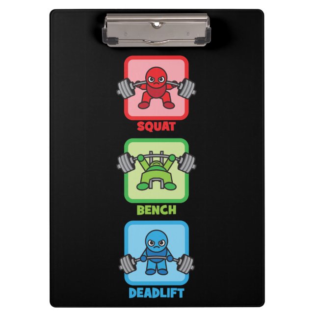 Squat, Bench Press, Deadlift - Kawaii Powerlifter Klemmbrett (Vorderseite)