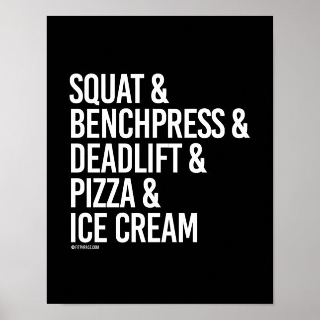Squat, Benchpress und Deadlift und Pizza - - Poster (Vorne)