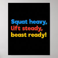 Squat Heavy Lift Steady Beast Ready Funny Gym Humo