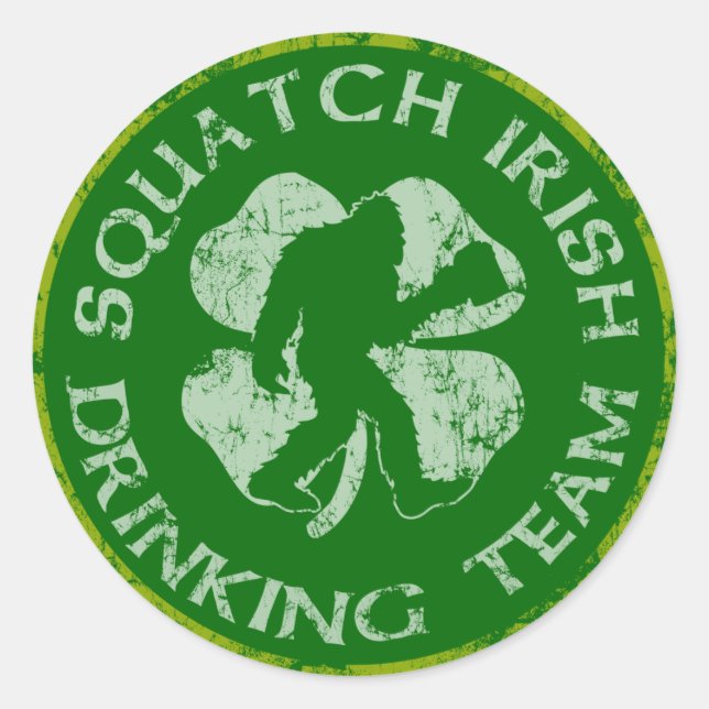 Squatch Irish Drink Team Runder Aufkleber (Vorderseite)