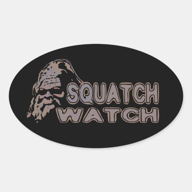 Squatch Watch - Cooles Sasquatch-Gesicht Ovaler Aufkleber (Vorderseite)