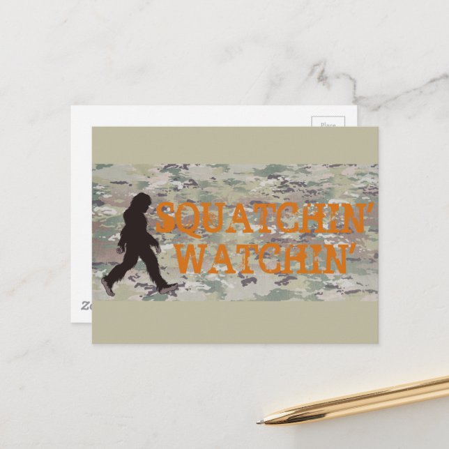 Squatchin sieht zwei postkarte (Vorderseite/Rückseite Beispiel)