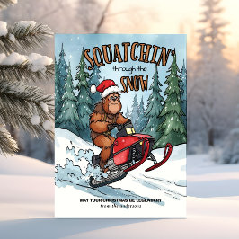 Squatchin' through the Snow Bigfoot Christmas Feiertagskarte