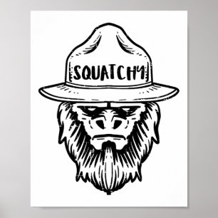 Squatchy Camping Bigfoot Sasquatch Lustige Männer Poster