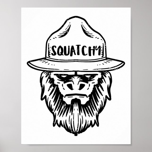 Squatchy Camping Bigfoot Sasquatch Lustige Männer  Poster (Vorne)