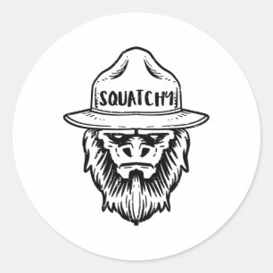 Squatchy Camping Bigfoot Sasquatch Lustige Männer Runder Aufkleber