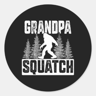 Squatchy Family Bigfoos Grandpa Squatch Runder Aufkleber