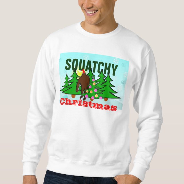 Squatchy hässliche Weihnachtsstrickjacke Sweatshirt (Vorderseite)