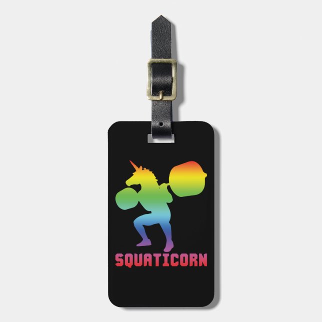 Squaticorn - Leg Day - Squat Unicorn - Workout Gepäckanhänger (Vorderseite vertikal)