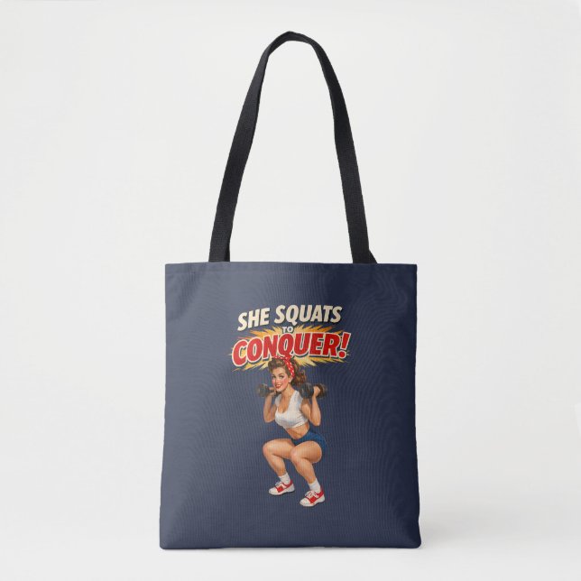 Squats Conquer Funny Retro Pin-Up Motivational Gym (Vorderseite)