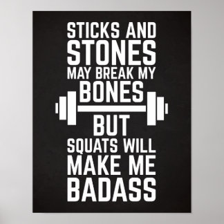 Squats machen mich zum Badass-Gym-Zitat Poster