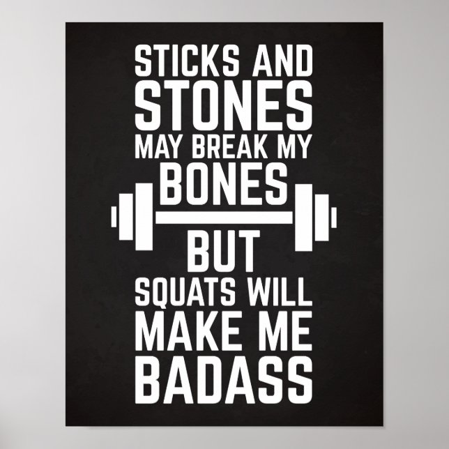 Squats machen mich zum Badass-Gym-Zitat Poster (Vorne)