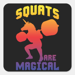 Squats sind magisch - Einhorn-Leg-Tag - Funny Gym Quadratischer Aufkleber