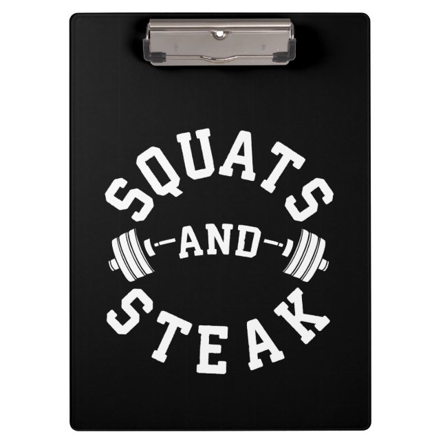 Squats und Steak, Leg Day - Funny Workout Klemmbrett (Vorderseite)