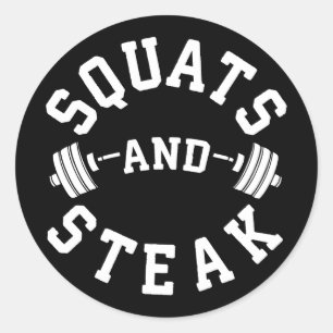 Squats und Steak, Leg Day - Funny Workout Runder Aufkleber