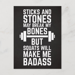 Squats Will Make Me Badass Gym Quote Postkarte